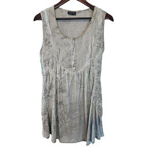 Pol Womens Gray mineral wash tunic sleeveless‎ floral embroidery Size S
